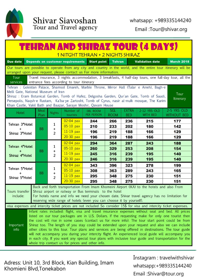 Tehran and Shiraz Tour package