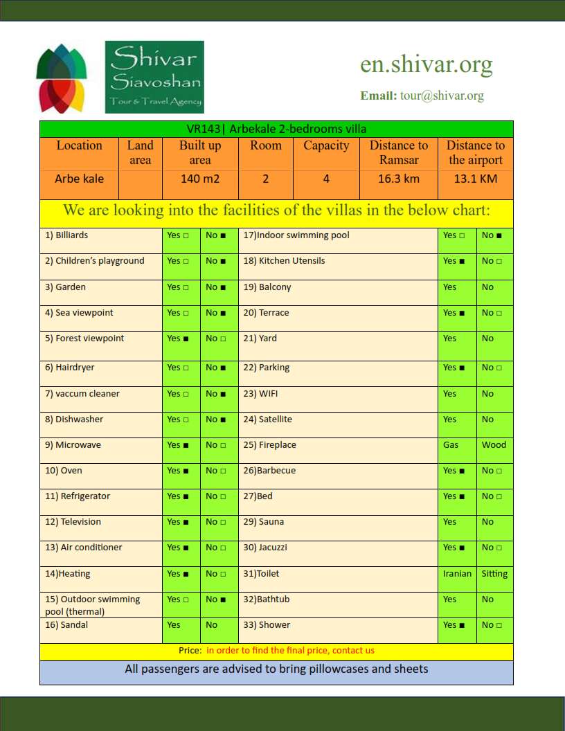 details of facilities